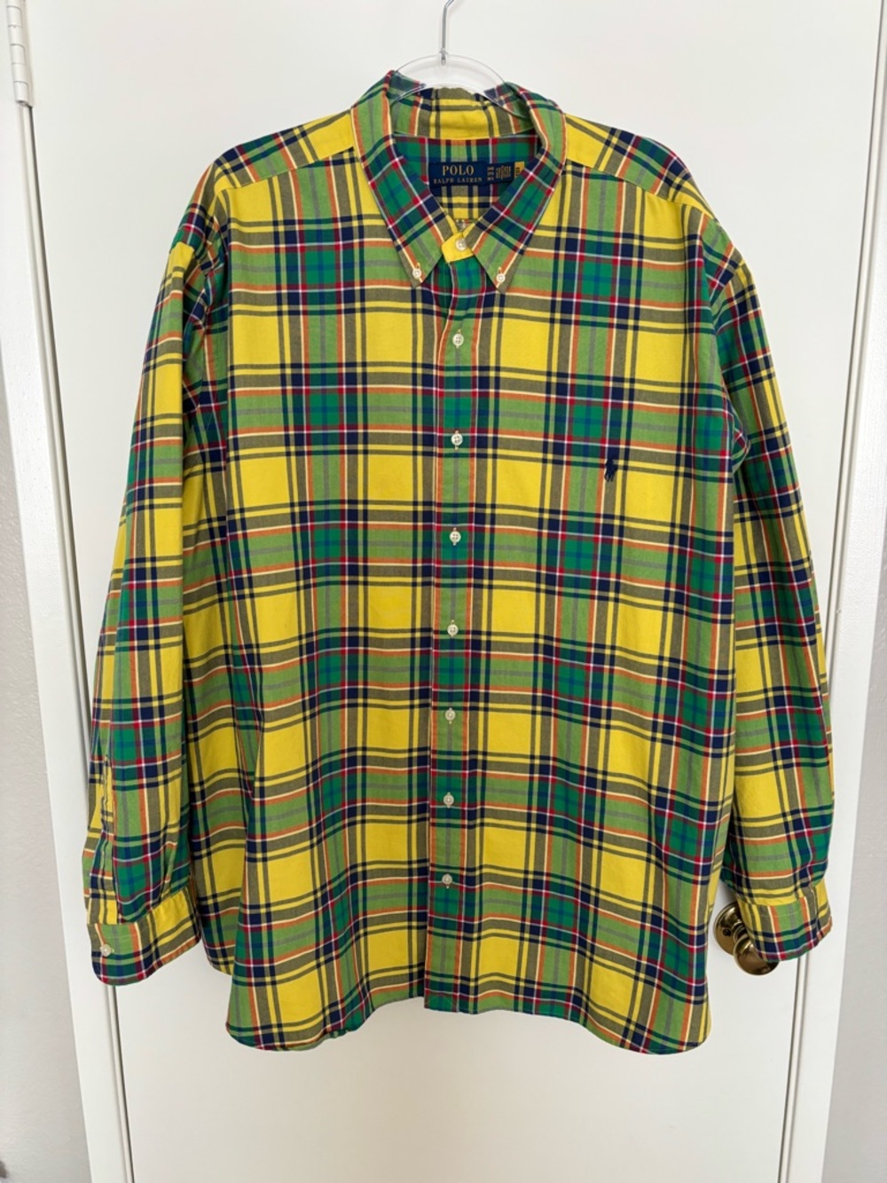 Ralph Lauren Plaid Yellow/Green Long Sleeve Dress Shirt